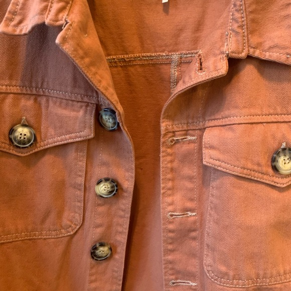 Free People Eisenhower Denim Jacket. Color: Terracotta. Size: L - Picture 3 of 4